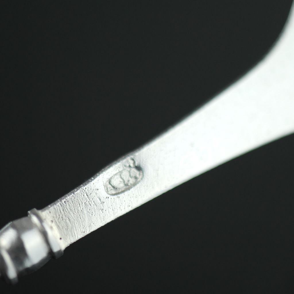 Antique ornamented solid silver candy spoon Russian Empire Emperor Nicolas II