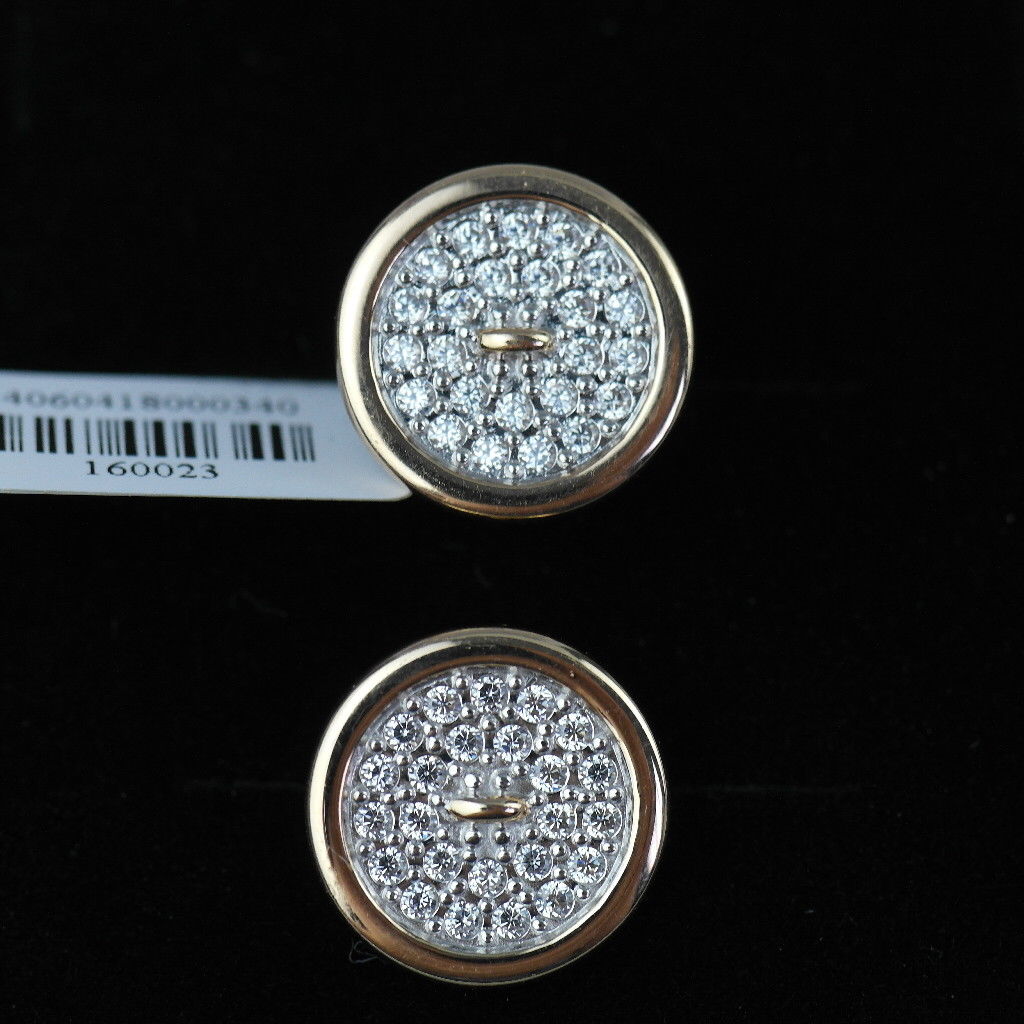 Sokolov 14ct gold cufflinks with 48 Cubic Zirconia