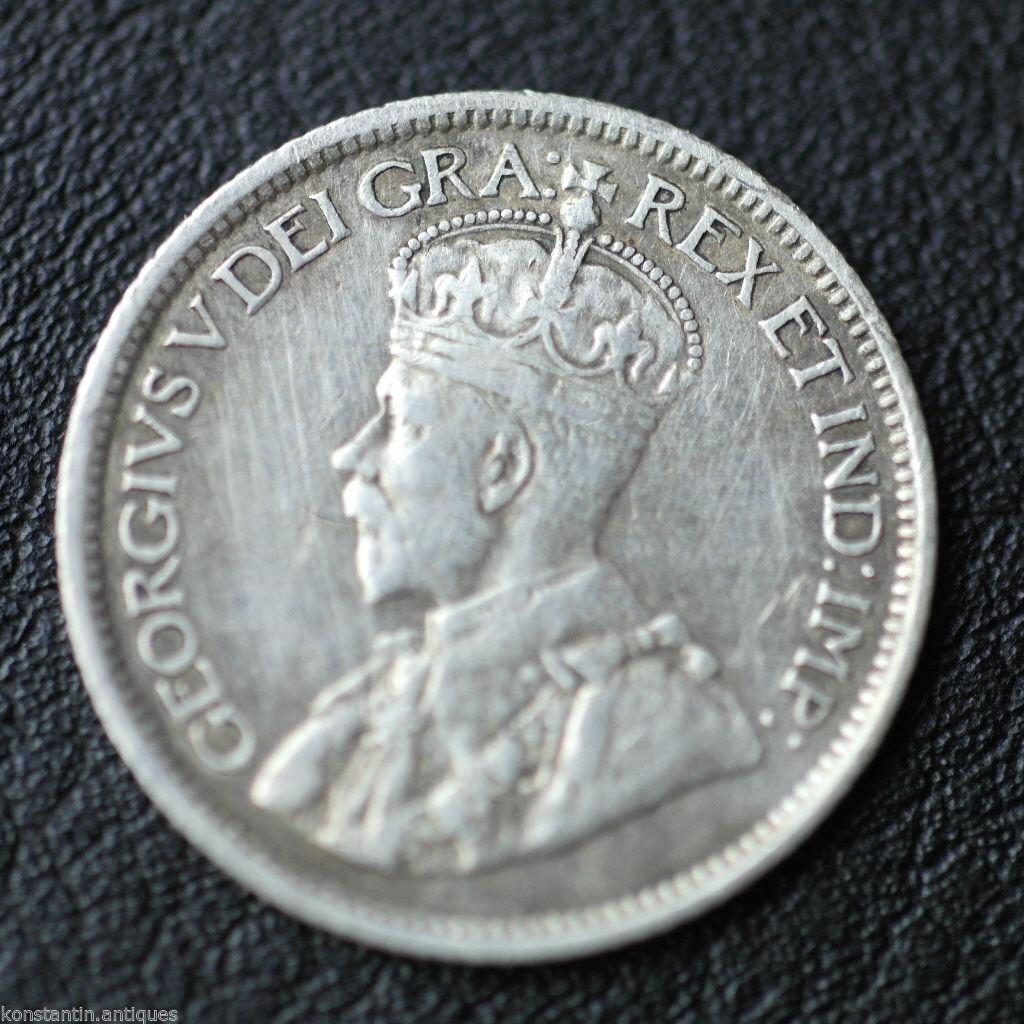 Antique 1914 silver coin 10 cents King George V of British Empire Canada