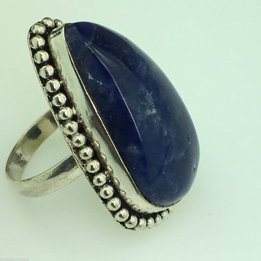 Vintage-Ring aus Sterlingsilber mit Lapislazurit-Cabochon