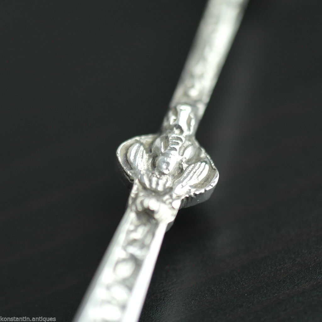 Antique 19thC HANAU sterling silver large anointing spoon