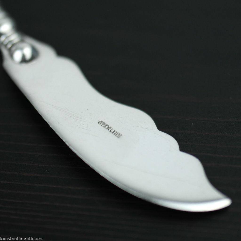 Antique 1900 sterling silver knife green Jade Nephrite handle