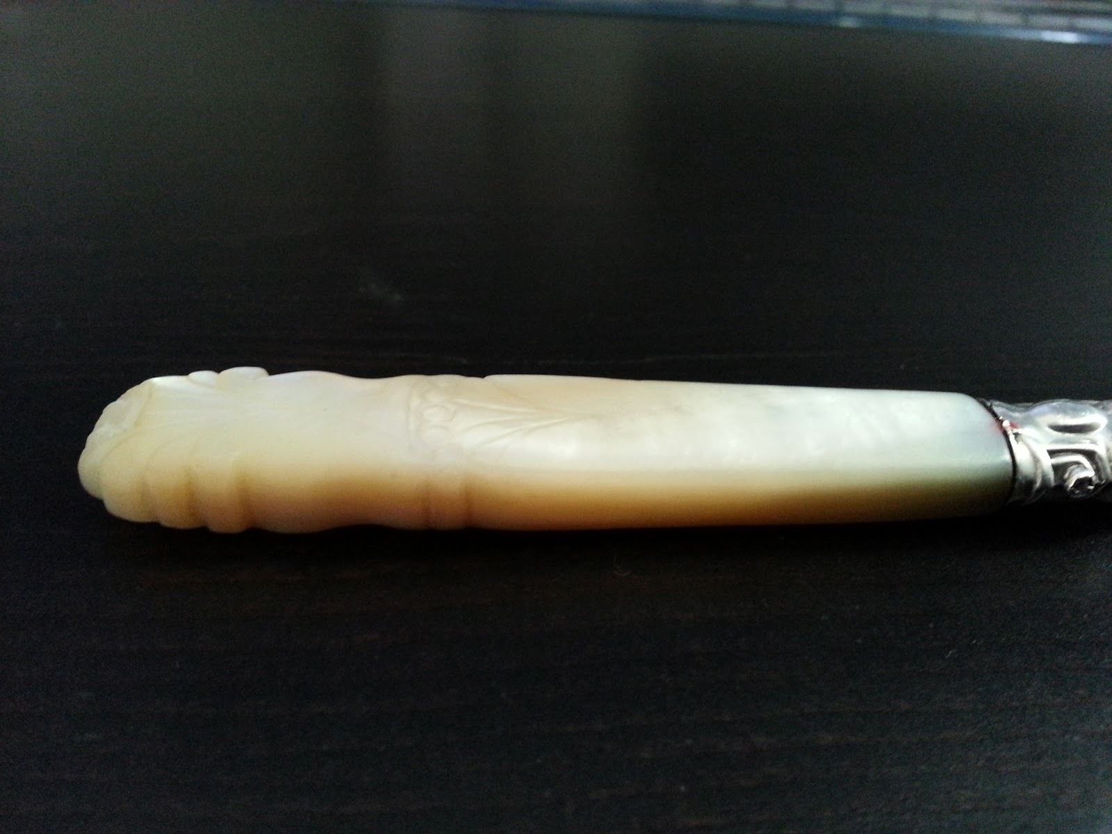 Antique 1853 sterling silver table fork Nacre MOP handle Sheffield