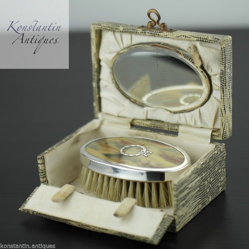 Antique sterling silver tortoiseshell Birmingham 1927 DMC box British Empire