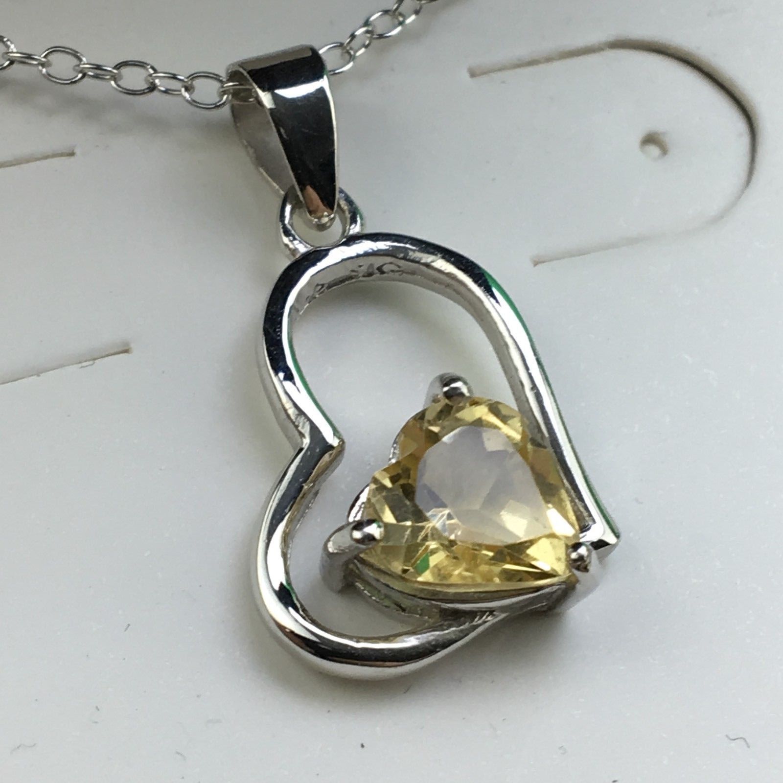 Sterling silver Citrine stone pendant on chain 925 Chateau Montreal