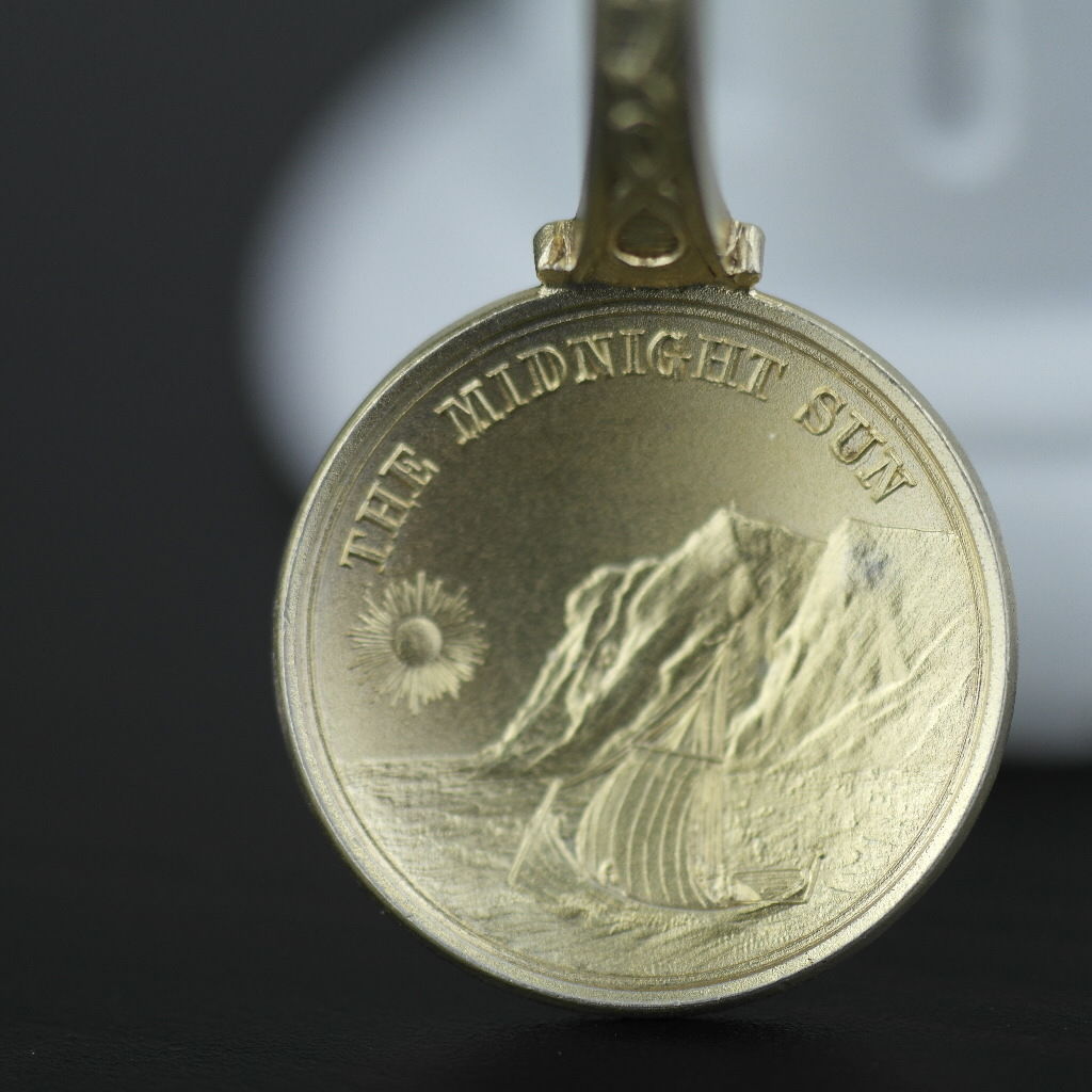 Antique sterling silver gold plated enamel spoon Norway David Andersen