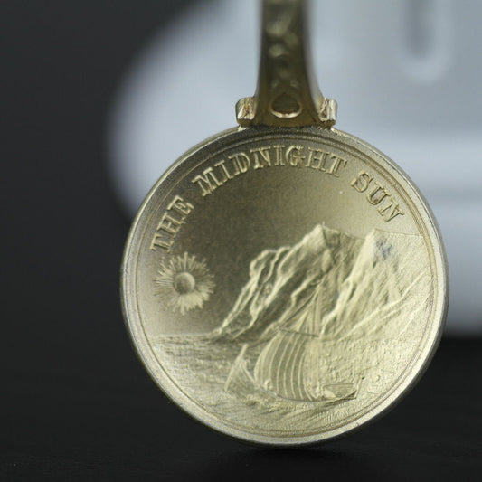 Cuchara de esmalte antigua de plata de primera ley chapada en oro Noruega David Andersen 