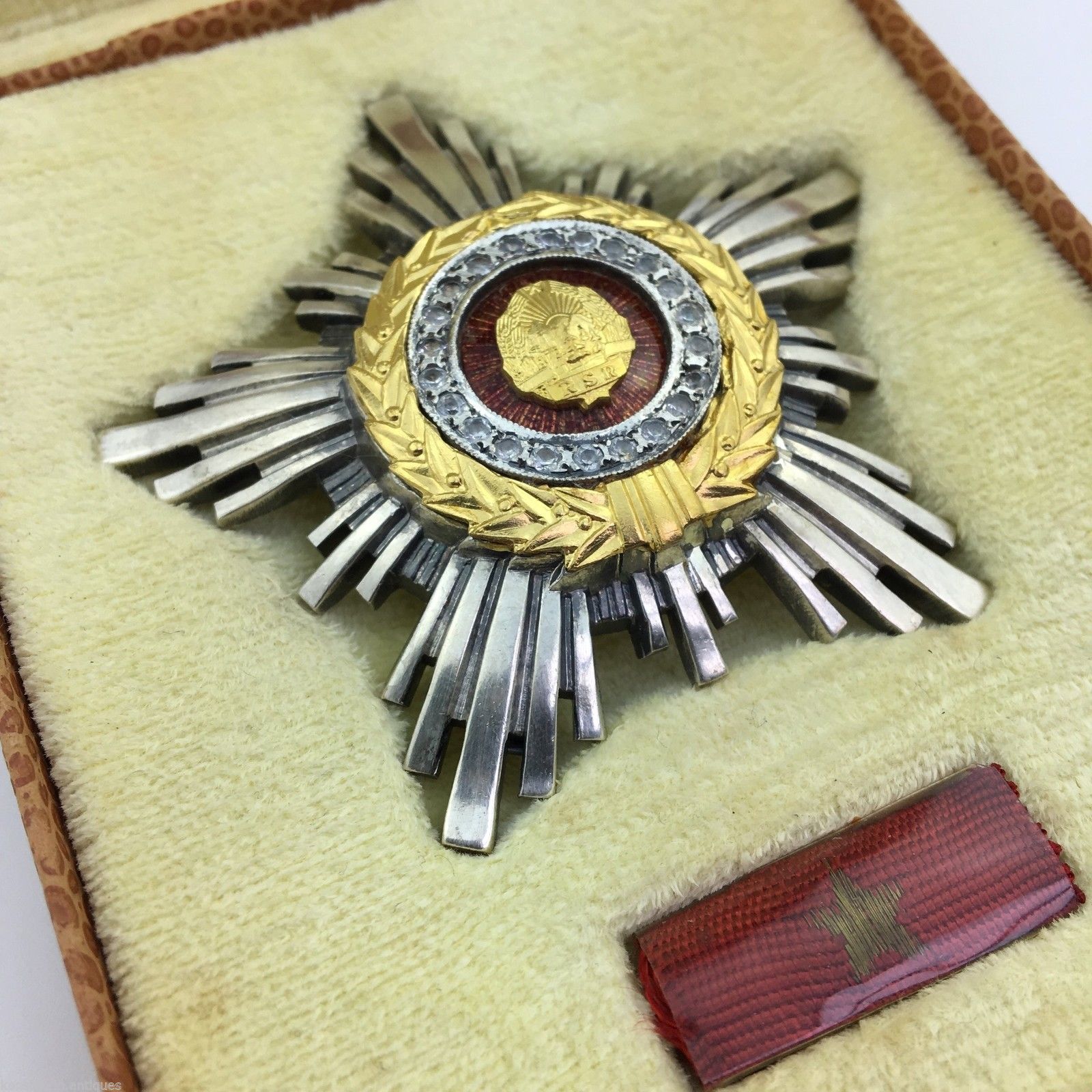 Vintage 1960s enamel solid silver order star 22 brilliant cut CZ  class III RSR