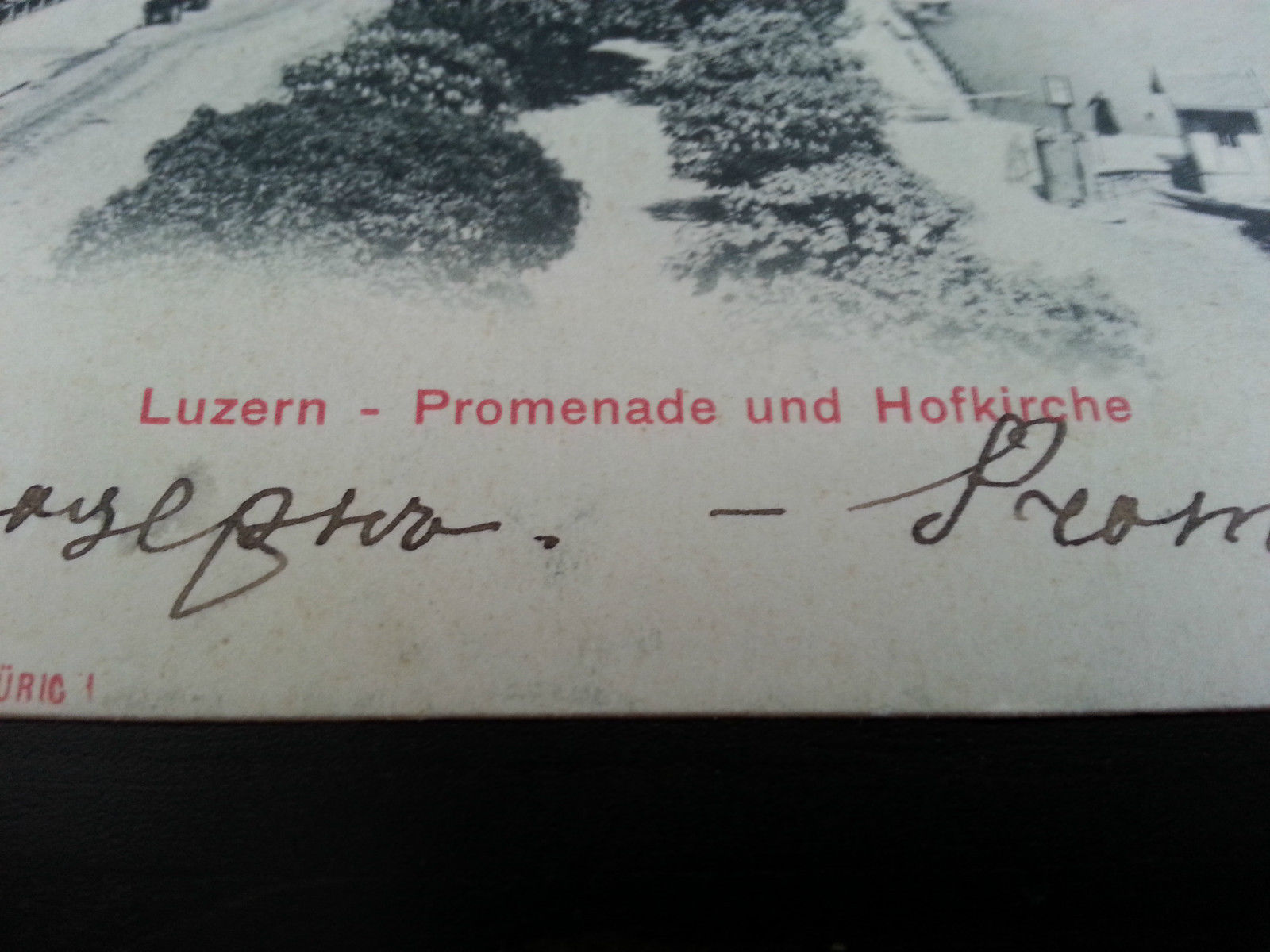Antique Swiss postcard Zurich 664 edition Photoglob Luzern Promenade Hofkirche
