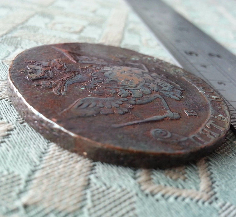 Antique 1770 coin 5 kopeks Emperor Catherine II of Russian Empire 18thC SPB