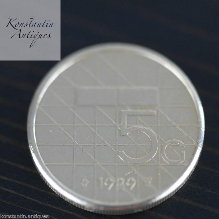 Modern 1989 coin 5 Gulden Queen Beatrix of the Netherlands 5G ONS GOD ZIJ MET