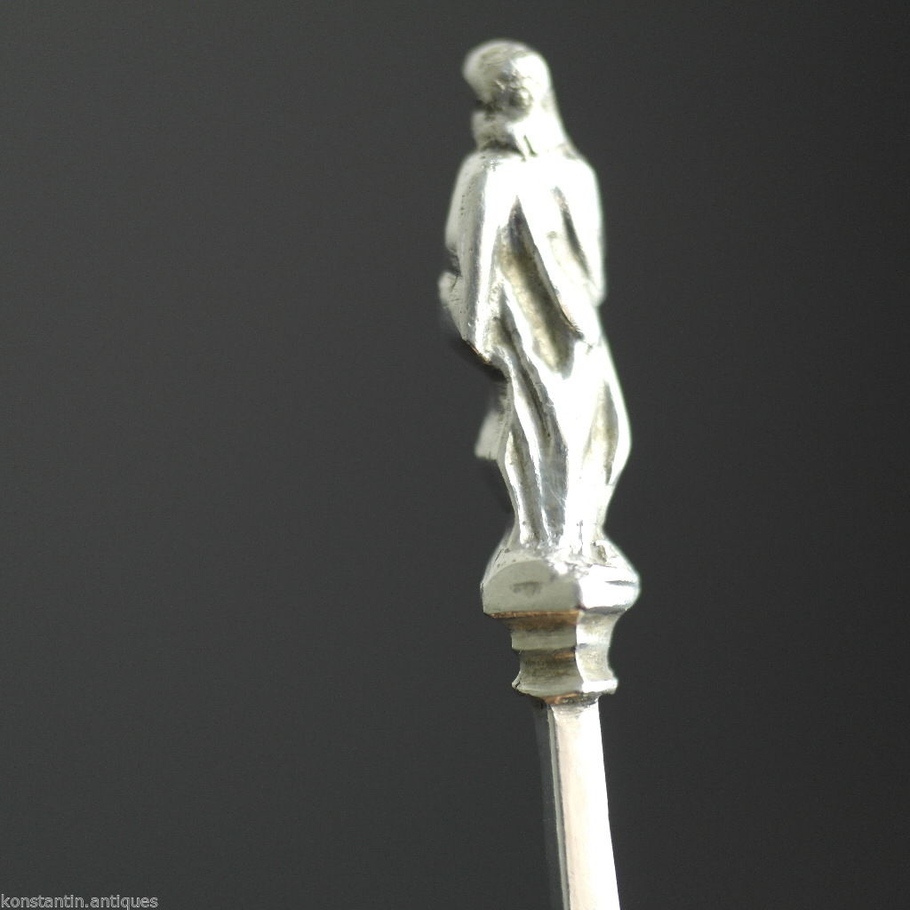 Cuchara de unción grande de plata de ley HANAU antigua del siglo XIX