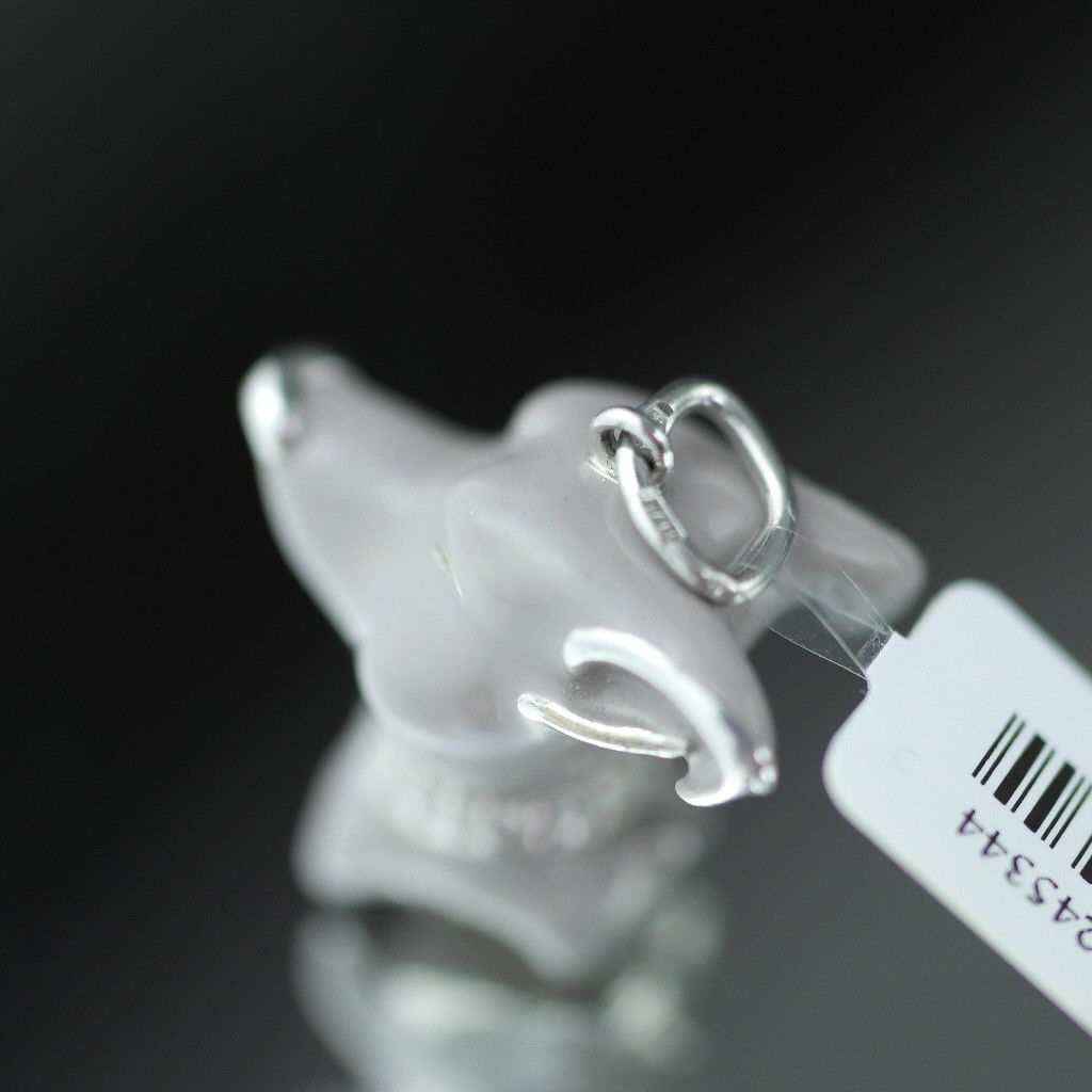 Sterling silver pendant grey Enamel Dog with incrusted collar band