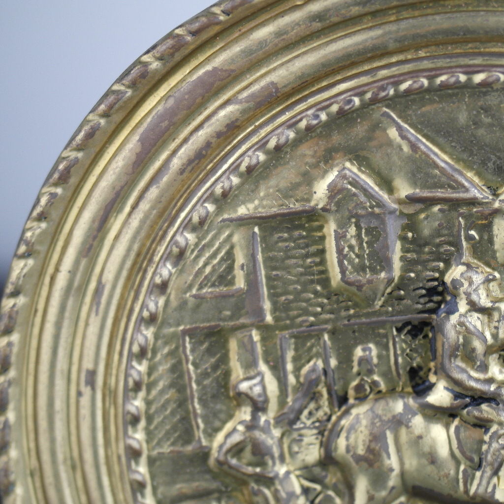 Vintage-Wanddekoration, Messingplatte, antikes Jagdszenenporträt, hitzebeständig