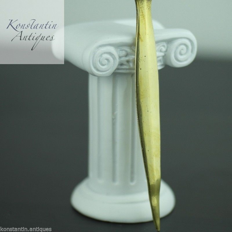 Vintage solid brass letter opener Knight with sword on the top