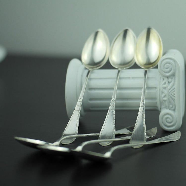 Antique set of six solid silver spoons 830s Scandinavian style Norway