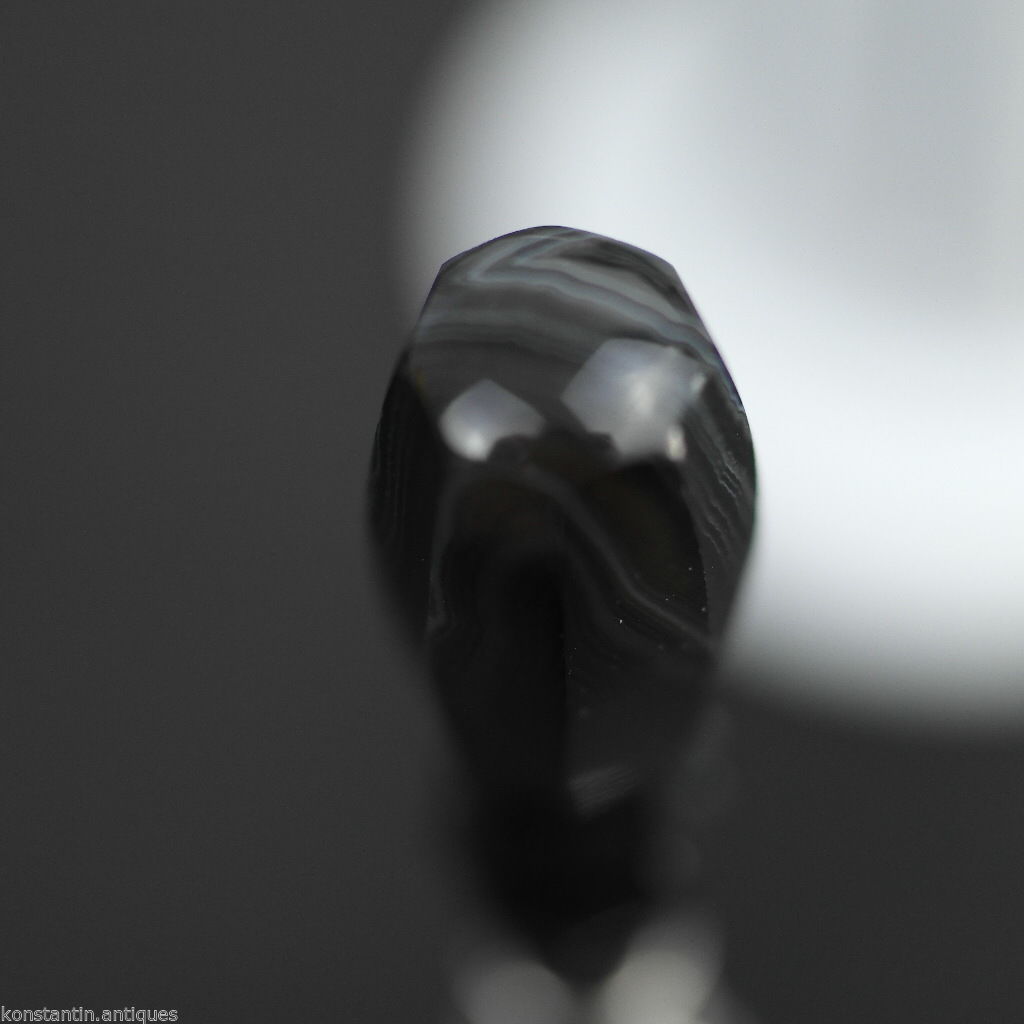 Antiguo sello de cera con mango de ágata natural de plata maciza del siglo XVIII M 