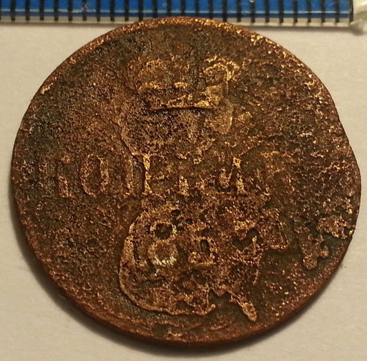 Antike 1855-Münze Kopeke Kaiser Nikolaus I. des Russischen Reiches 19. Jh. SPB