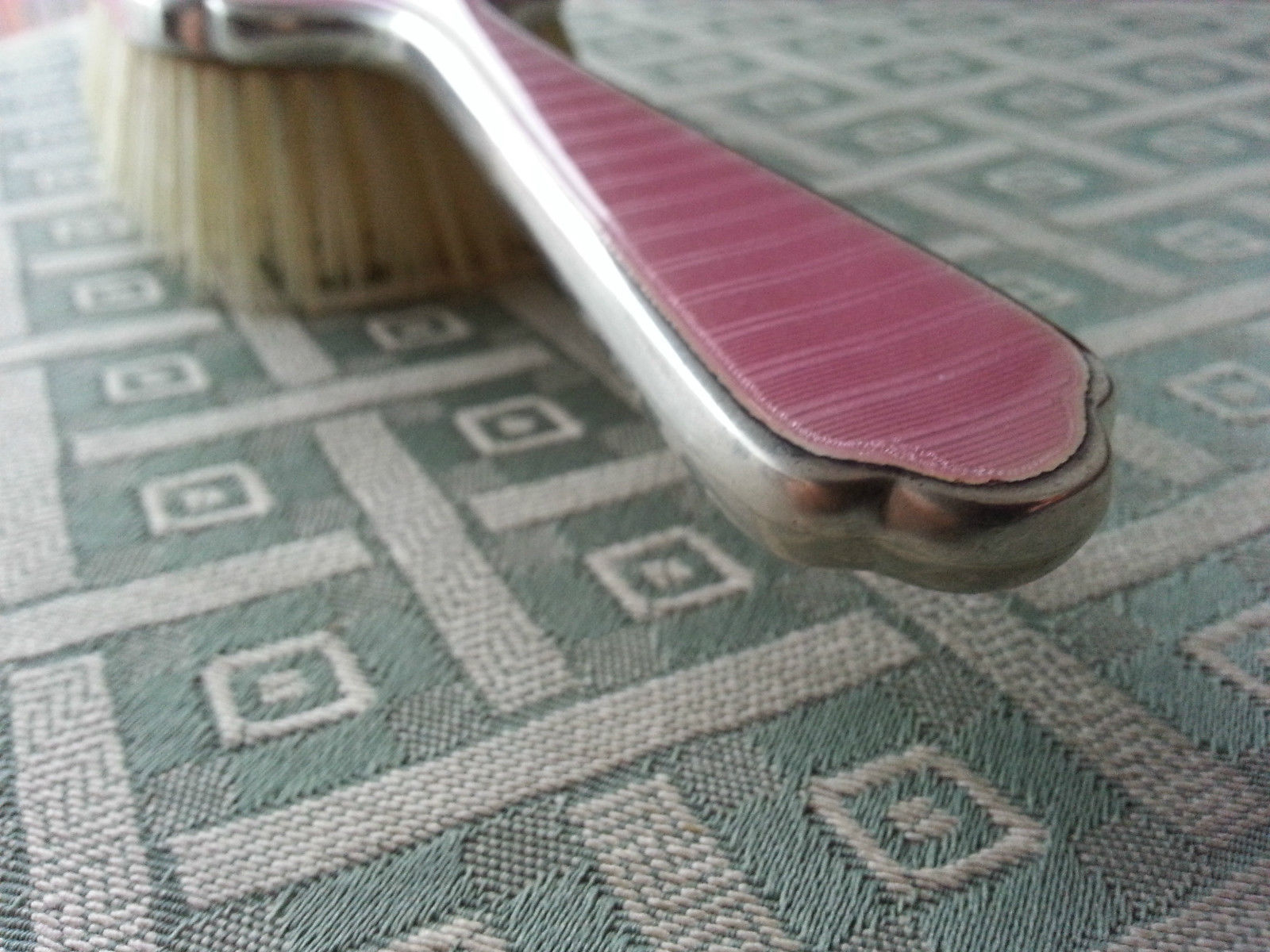 Vintage 1946 sterling silver guilloche enamel solid brush Daniel Manufacturing