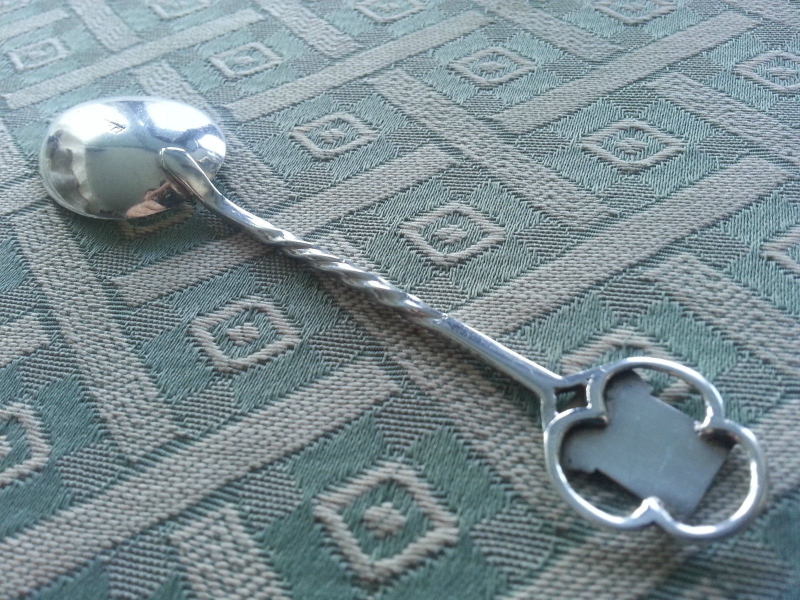 Antique Enamel Sterling silver spoon Clovelly Birmingham Bash British Empire