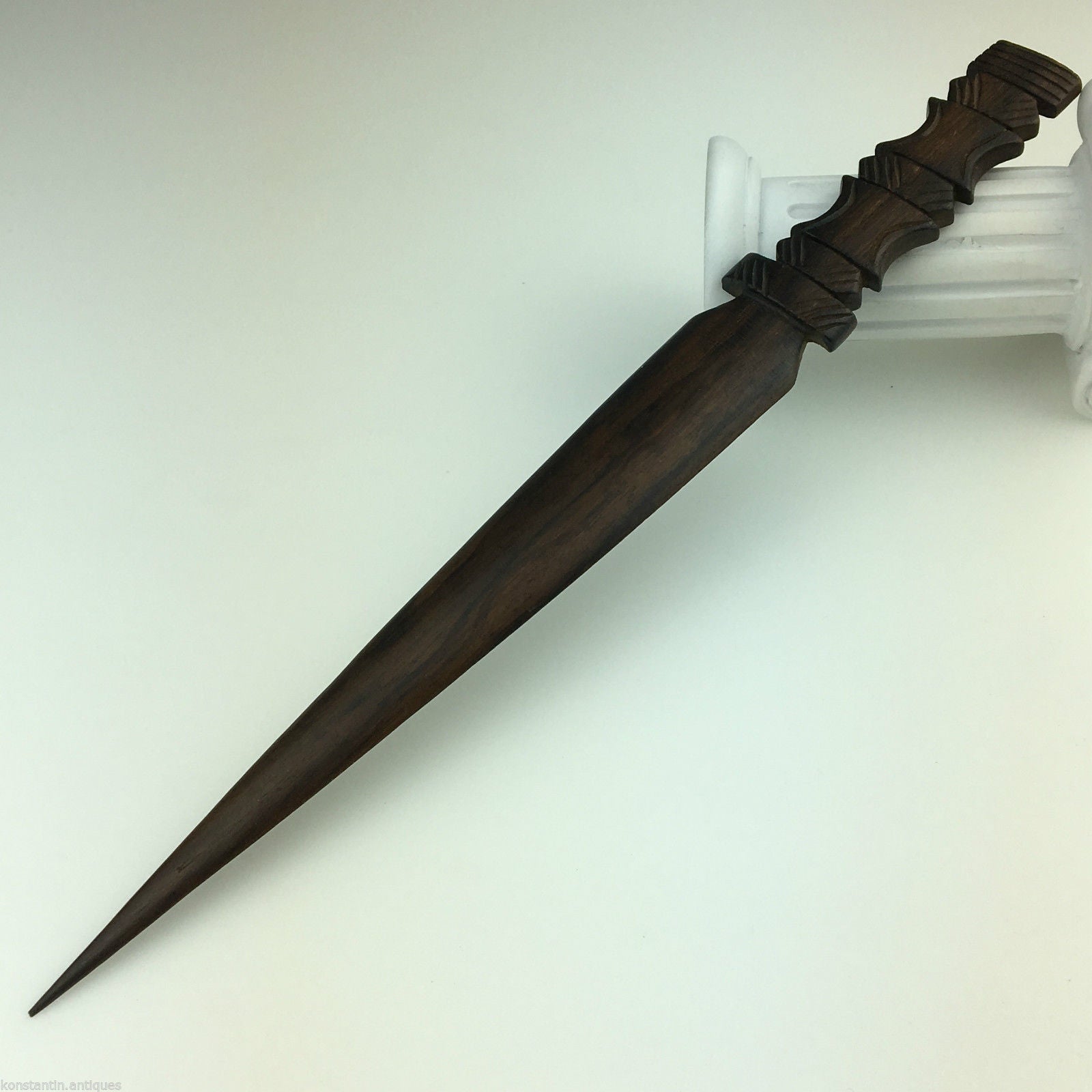 Vintage African solid wood hand carved letter opener / page turner