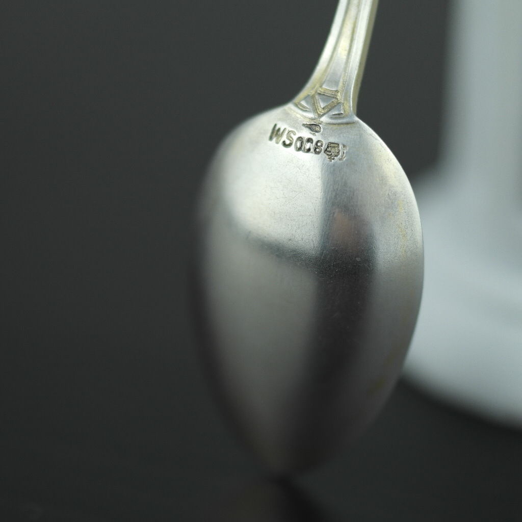 Antique enamel picture solid silver spoon German Dusseldorf Konsthalle 800