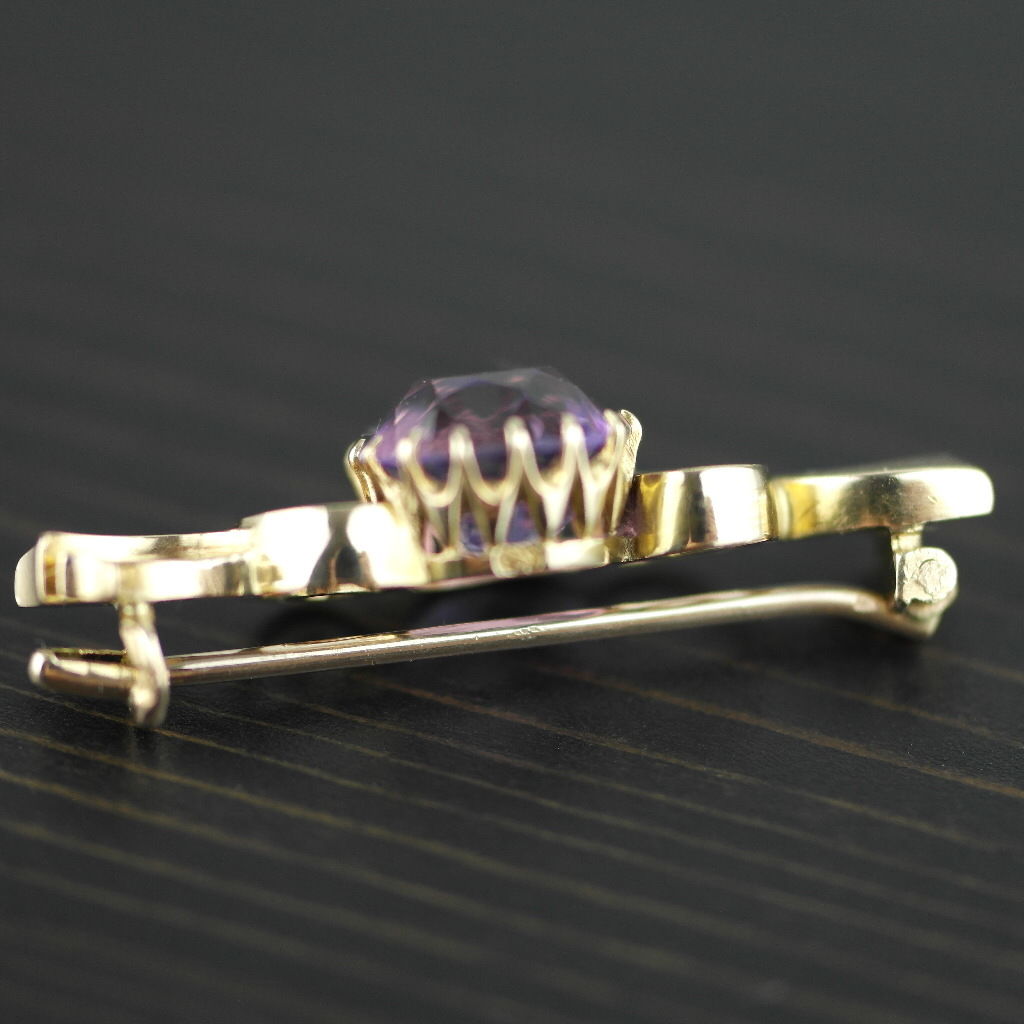 Antique 4.30ct Siberian Amethyst 14ct gold pin brooch 56 Russian Empire