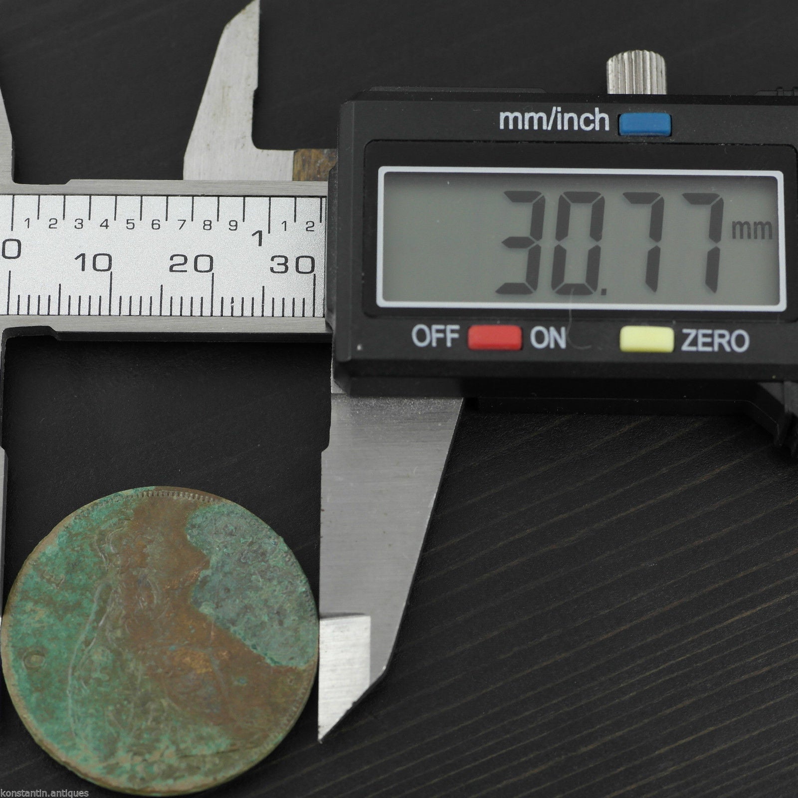 Vintage 1929 coin One penny George V of British Empire Bronze with patina