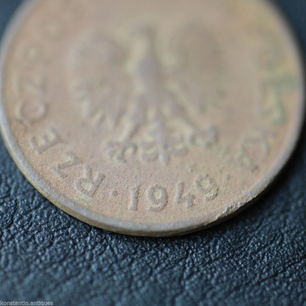 Vintage 1949 moneda 20 grosze Presidente Bolesław Bierut de la República de Polonia