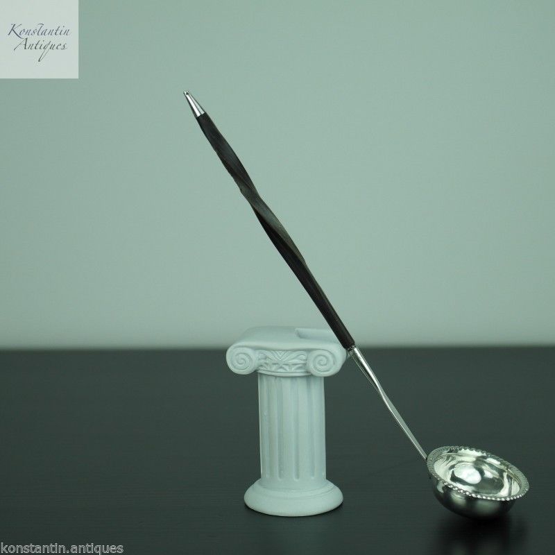 Antike georgianische Toddy-Schöpfkelle mit massivem Silberholzgriff, britisches Empire, tolles Geschenk 