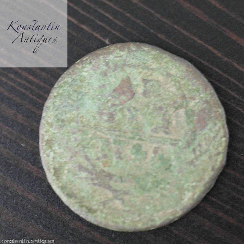Moneda antigua de 1746 denga kopeks Emperador Isabel del Imperio Ruso siglo XVIII
