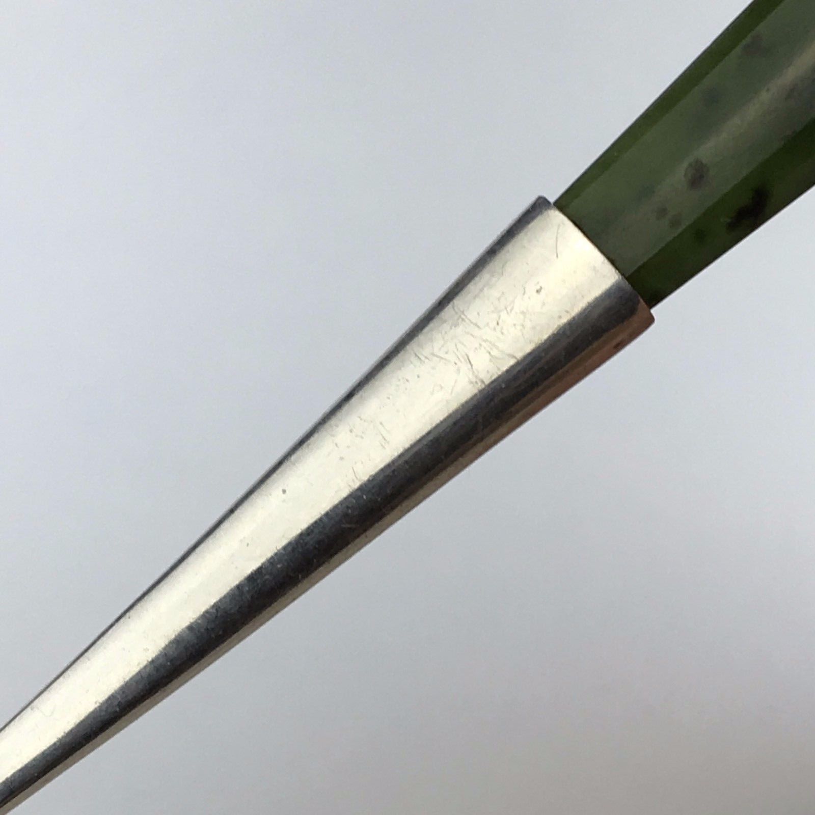 Antique sterling silver spoon with green Jade handle