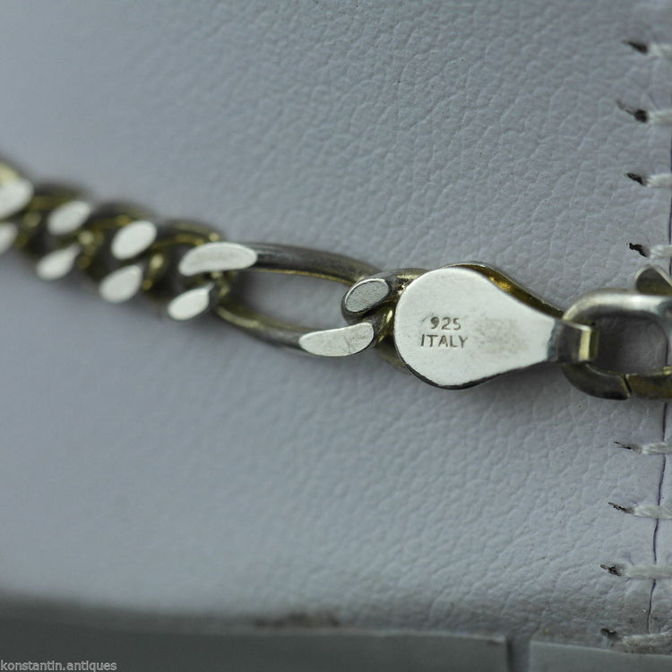Cadena de cuello de plata de ley vintage de 450 mm hecha en Italia 925
