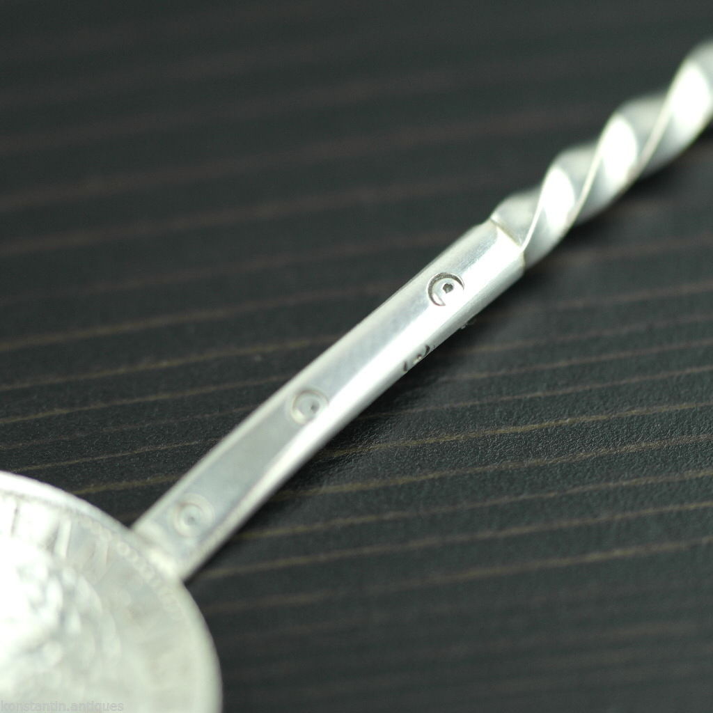 Antique 1872 solid silver coin spoon France Republique Liberte 1 Franc