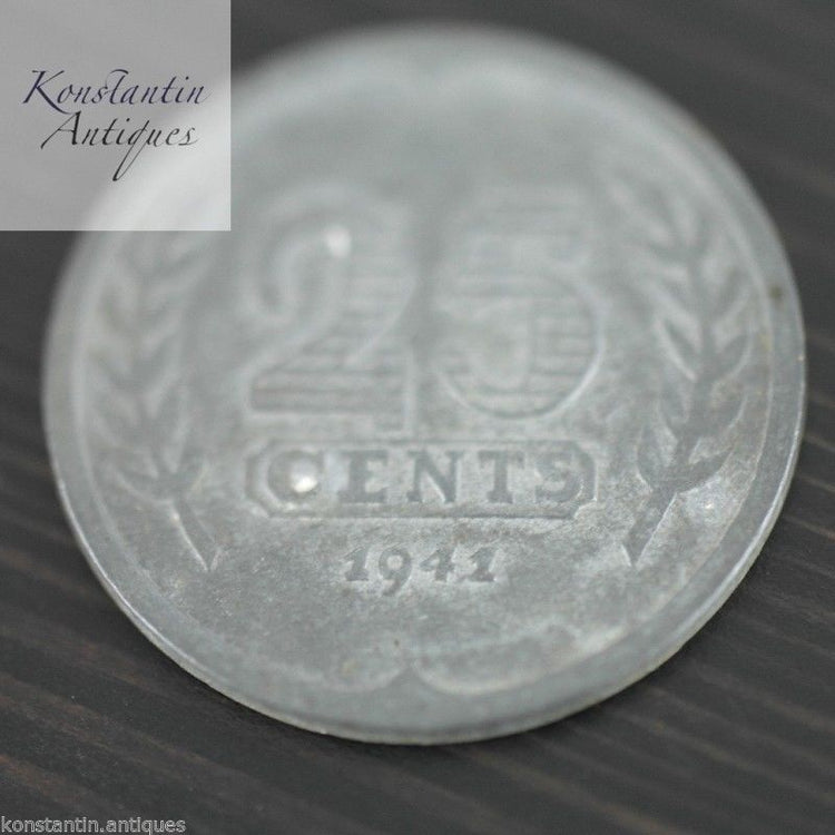 Jahrgang 1941 Münze 25 Cent Niederlande altes Geschenk