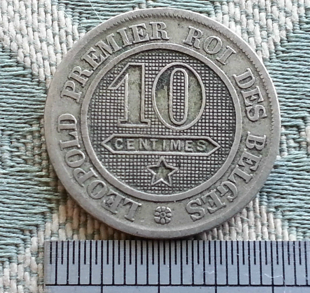 Moneda antigua de 1862 10 céntimos Léopold I de Bélgica león L'union fait la force
