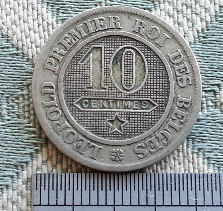 Antike Münze von 1862, 10 Centimes, Léopold I. von Belgien, Löwe L'union fait la force