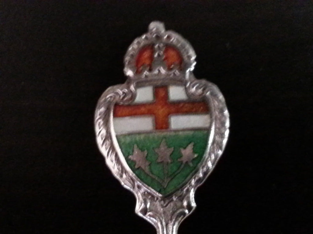 Antiker Emaille-Löffel aus Sterlingsilber von Hamilton BMco Canada