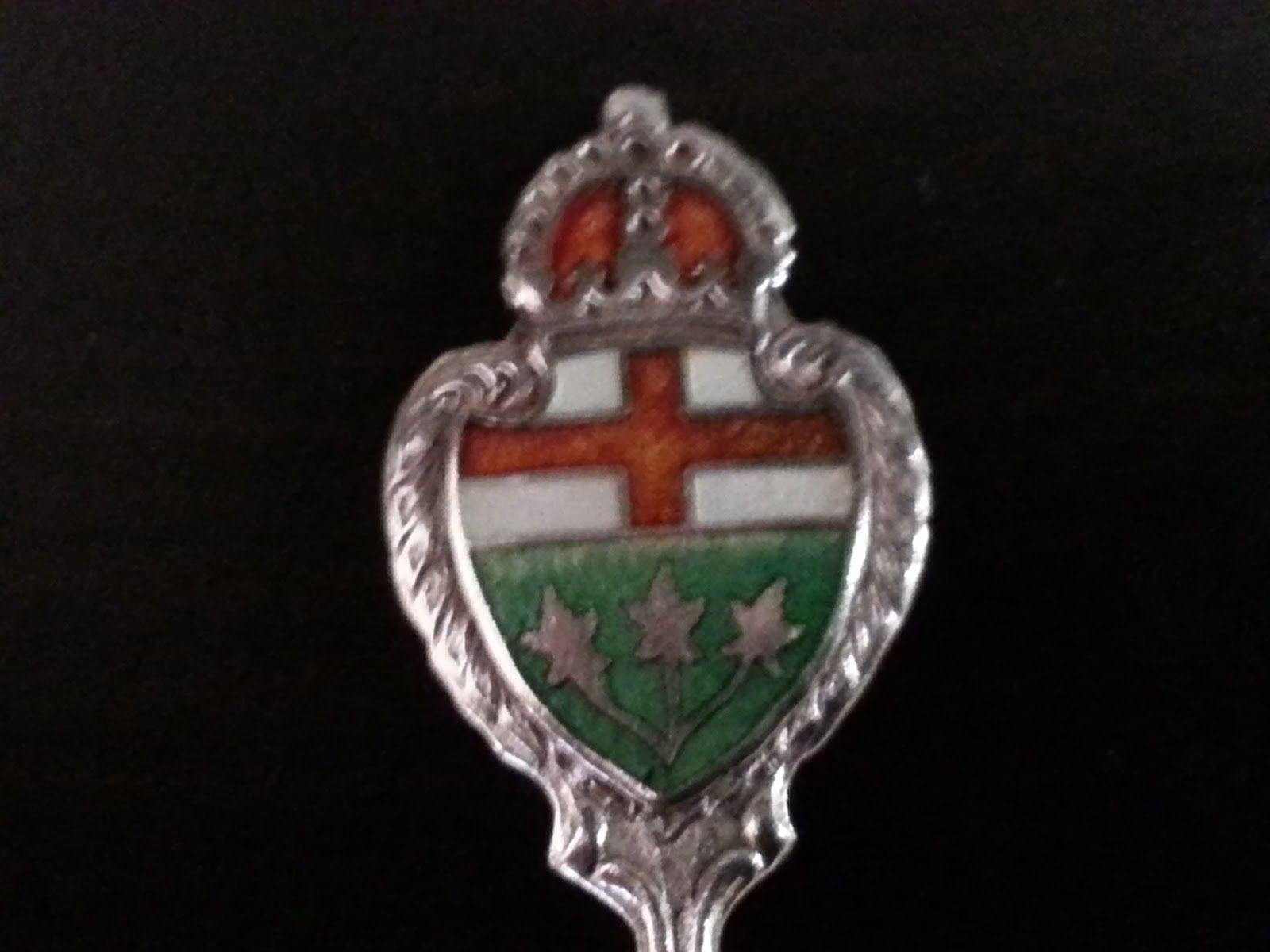 Antiker Emaille-Löffel aus Sterlingsilber von Hamilton BMco Canada