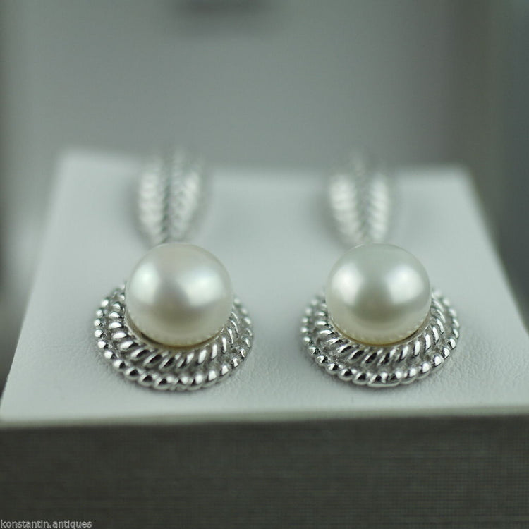 Elegantes pendientes de perlas cultivadas en plata de ley CZ Lucoral 925