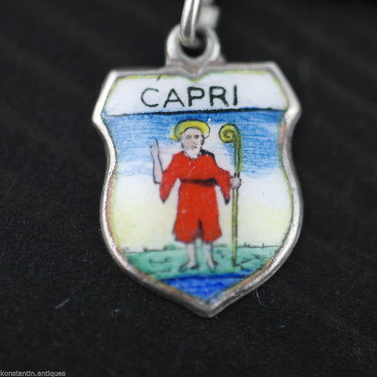Vintage Capri enamel 800 REU silver charm pendant