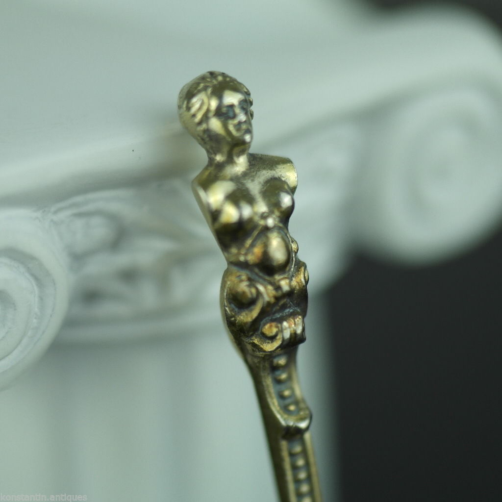 Antique 1765 gild silver 20 Kreuzer coin spoon Franc Austrian Empire 800 German