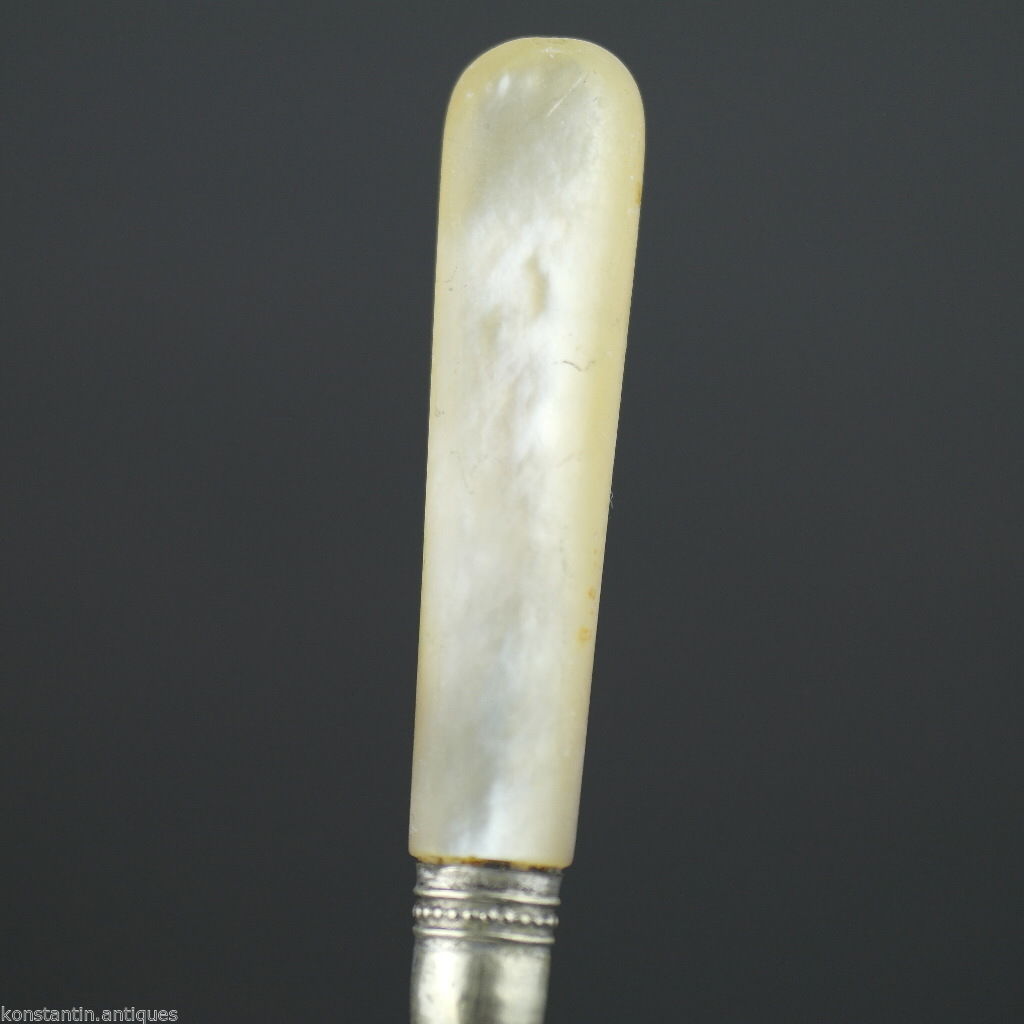 Antique table fish fork with mother of pearl handle Sheffield silver plated