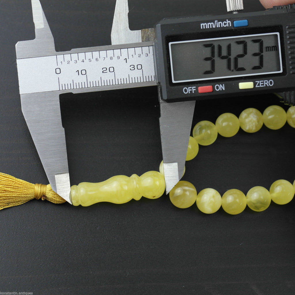 Genuine Baltic Amber beads bracelet Islam Tasbih Rosary White Cloudy yolk