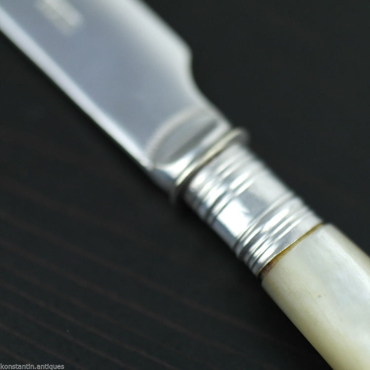 Antikes, versilbertes Messer mit Perlmuttgriff, EPNS British Empire