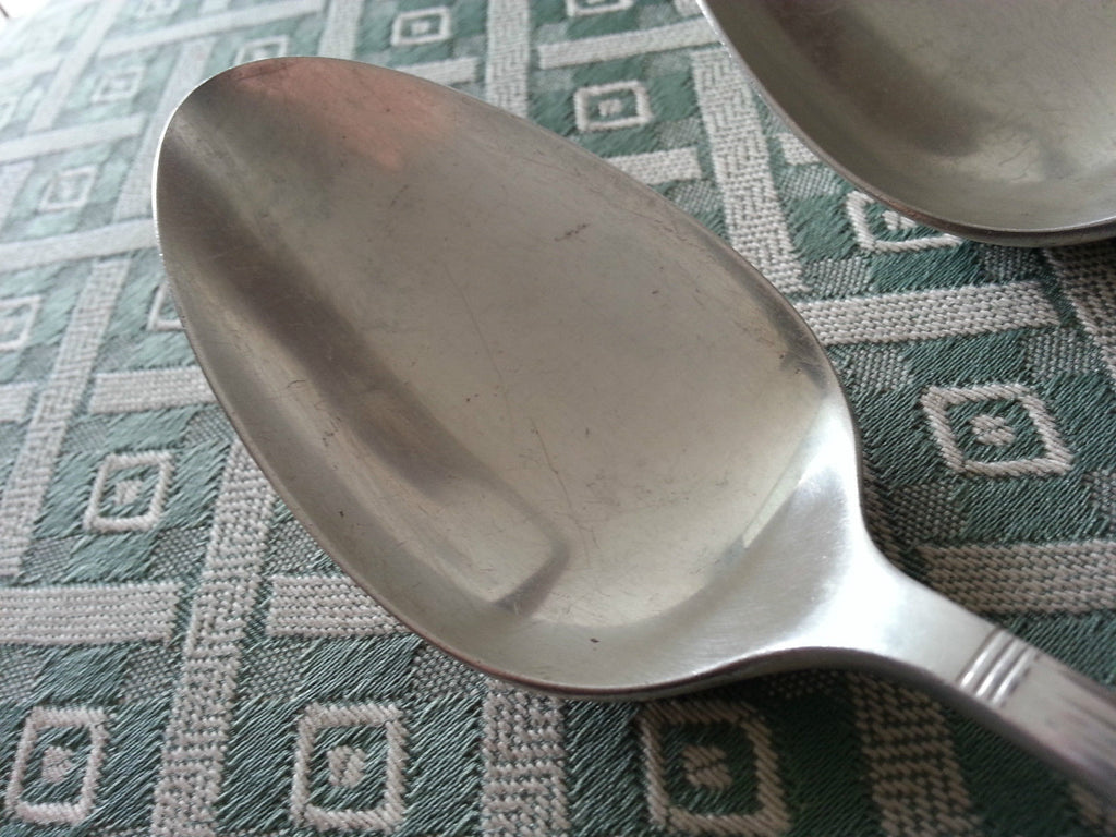 Vintage Community silver plated decorated two serving spoons British Empire