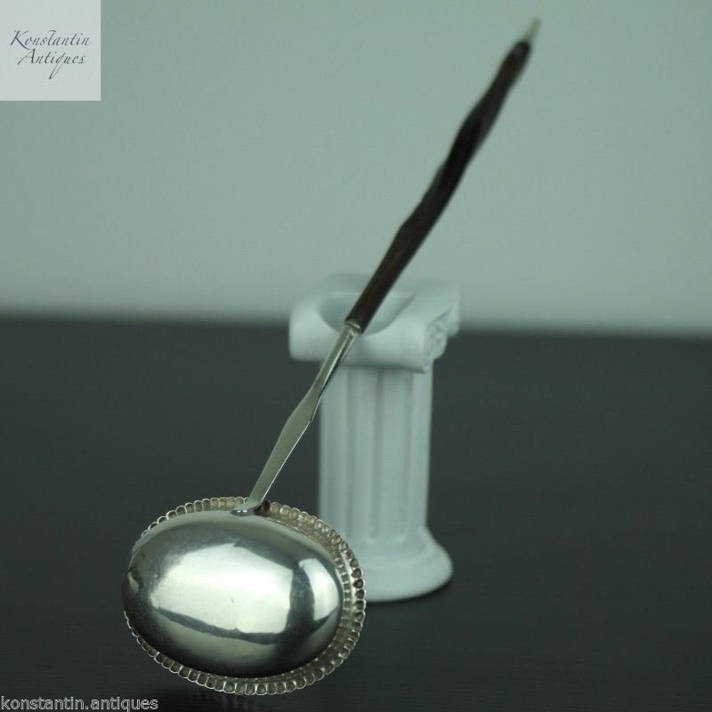 Antike georgianische Toddy-Schöpfkelle mit massivem Silberholzgriff, britisches Empire, tolles Geschenk 