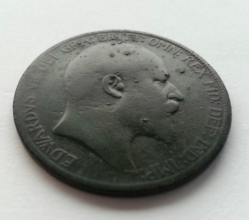 Antike Bronzemünze von 1903, ein Penny, Edward VII. des Britischen Empire, London, 20. Jh