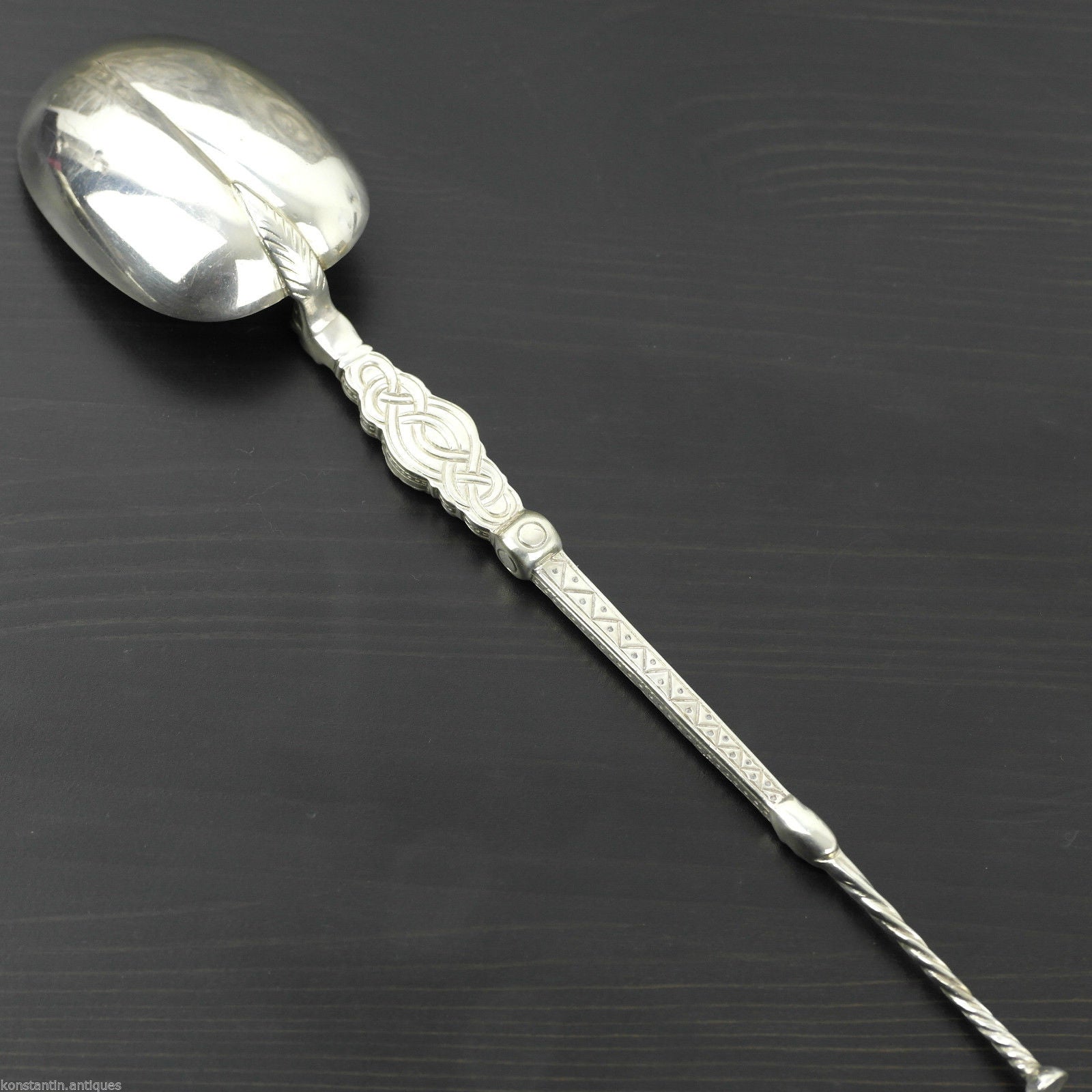 Cuchara de unción de plata de ley antigua de 1902 de 250 mm Coronación Real de Londres