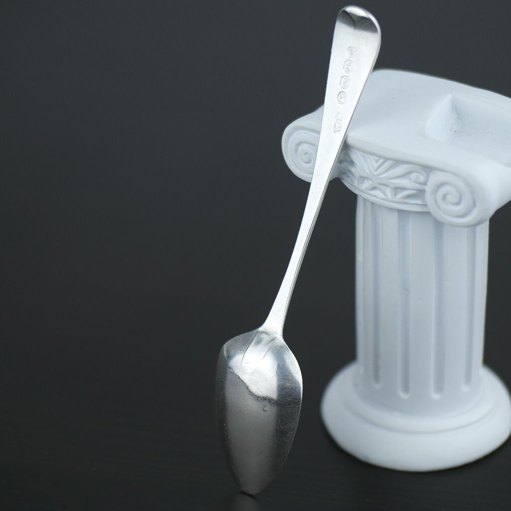 Georgian 1822 solid silver spoon London maker William Bateman DAM sterling duty